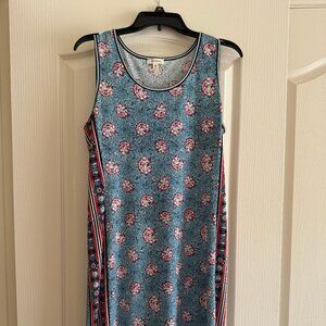 Max Studio Sleeveless Lightweight Midi Dress - Blue and Red - Size S